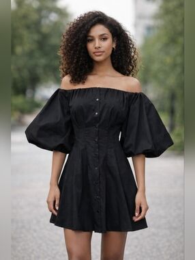 Black Sexy Off Shoulder Pleated Mini Dress